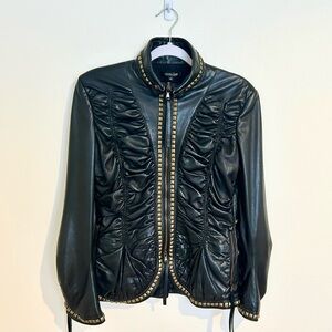 Roberto Cavalli size 46 Black Leather Jacket
